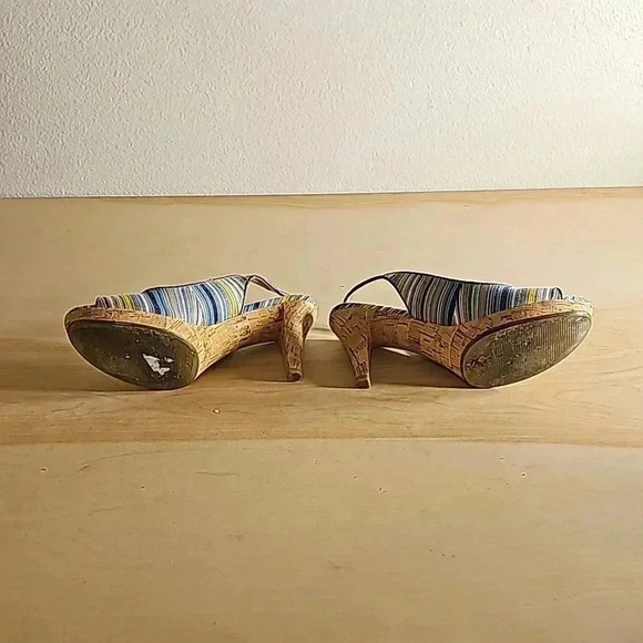 Womens Nine West Cork Blue Stripe Fabric Heel Sz 7 - Picture 6 of 6